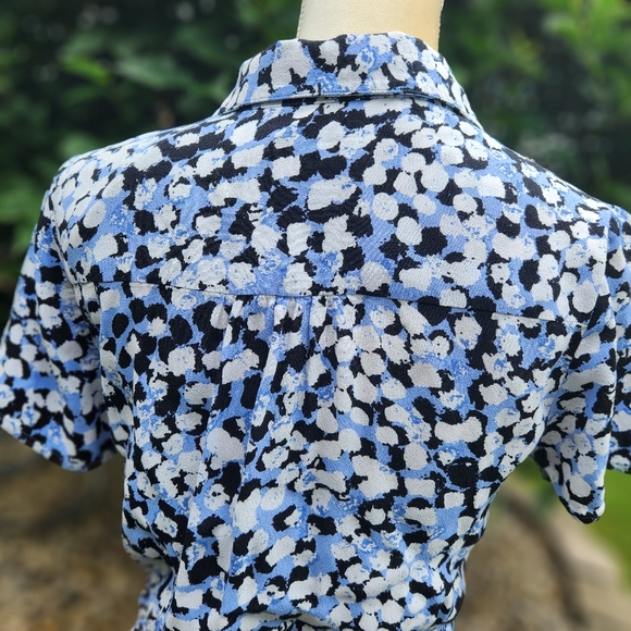 Talbots Dress Womens Size 6P Textured Dot Tie Waist Midi Short Sleeve Shirtdress - Picture 8 of 14